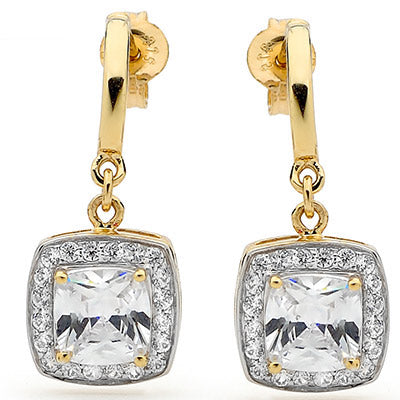 Cubic Zirconia Ballroom Earrings - Gold