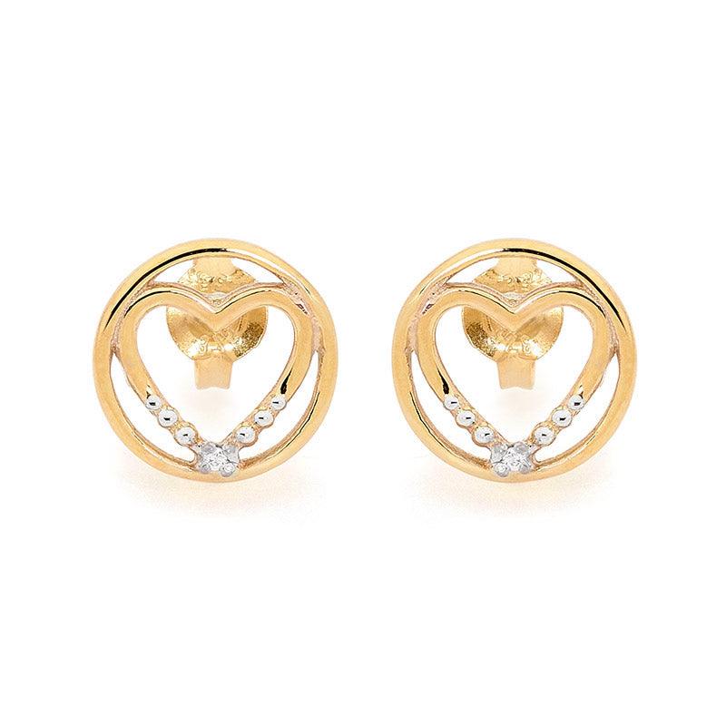 Heart in Circle Earrings with Diamond - E08