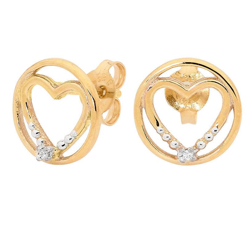 Heart in Circle Earrings with Diamond - E08