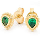 Teardrop Earrings with Green CZ- Micro Gems