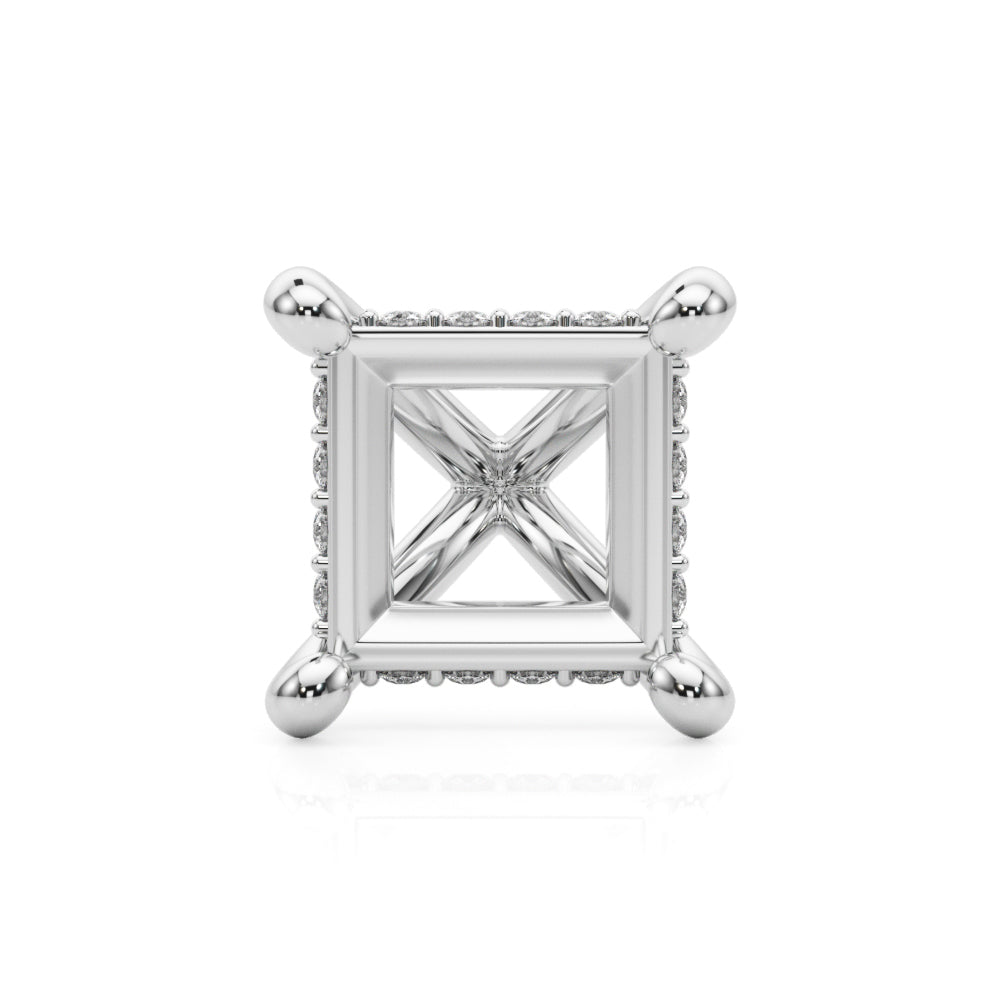 4 Prong Princess Cut Hidden Halo Head
