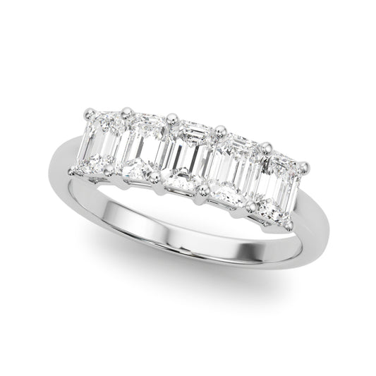 Lab Grown Diamond 5 Stone Band Emerald Cut