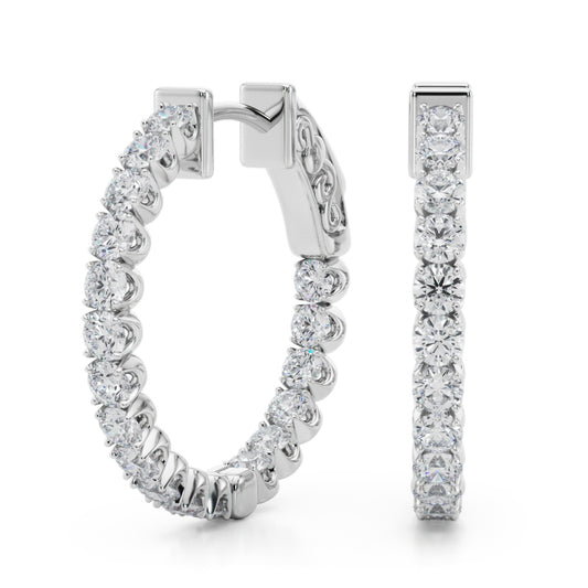 Lab Grown Diamond .75 Inch 4 Prong Round Hoop