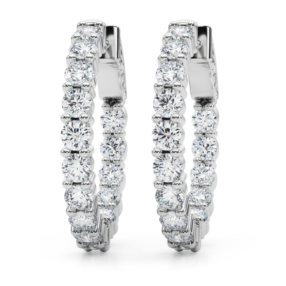 Lab Grown Diamond 1 Inch 2 Prong Round Hoop