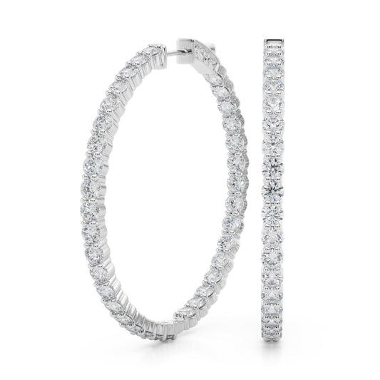 Lab Grown Diamond 1.75 Inch 2 Prong Round Hoop