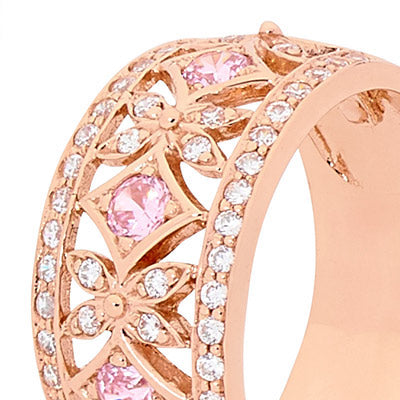 Pink CZ in Pink Gold Right Hand Ring