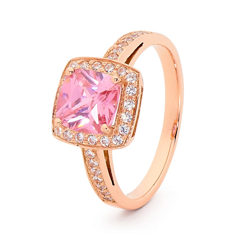Pink Gold Cocktai Ring with Coloured CZ