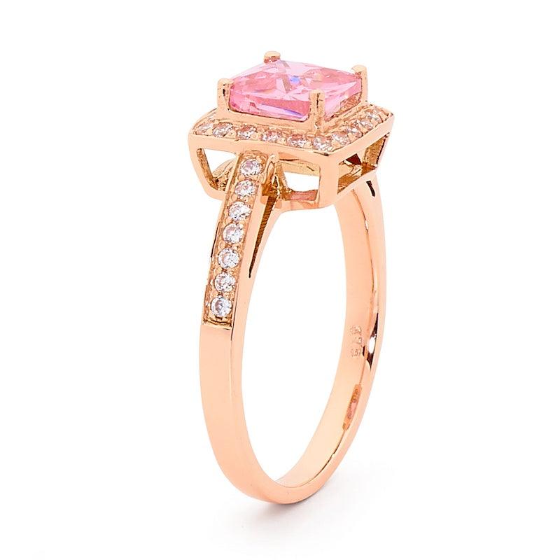 Pink Gold Cocktai Ring with Coloured CZ