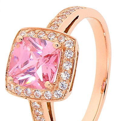 Pink Gold Cocktai Ring with Coloured CZ