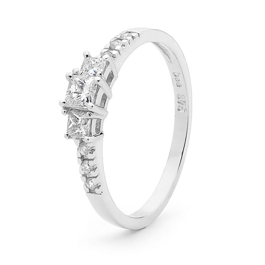 Square Engagement Ring - White Gold - 1/3 Carat TDW - Rachel