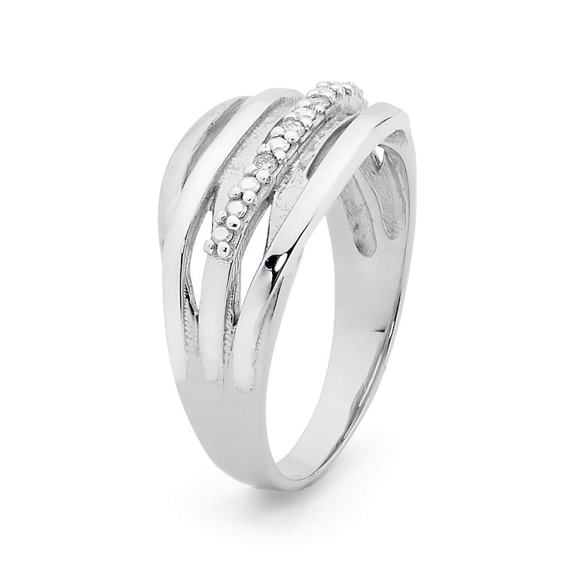 Layered White Gold right Hand Ring