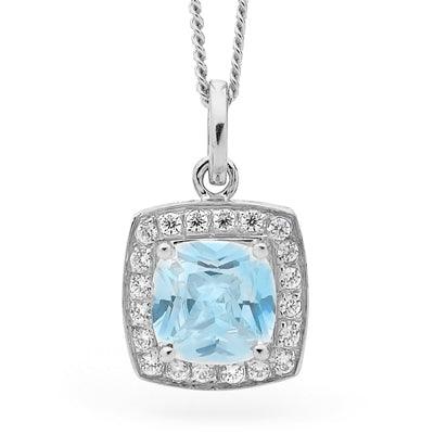 Blue Topaz Coloured Zirconia Pendant