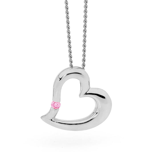Sexy Silver Heart Pendant with Pink CZ