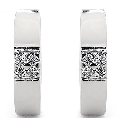 Silver Huggie Earrings with a Touch of Glitter
