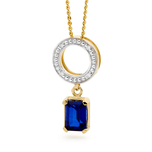 Created Sapphire and Diamond Pendant